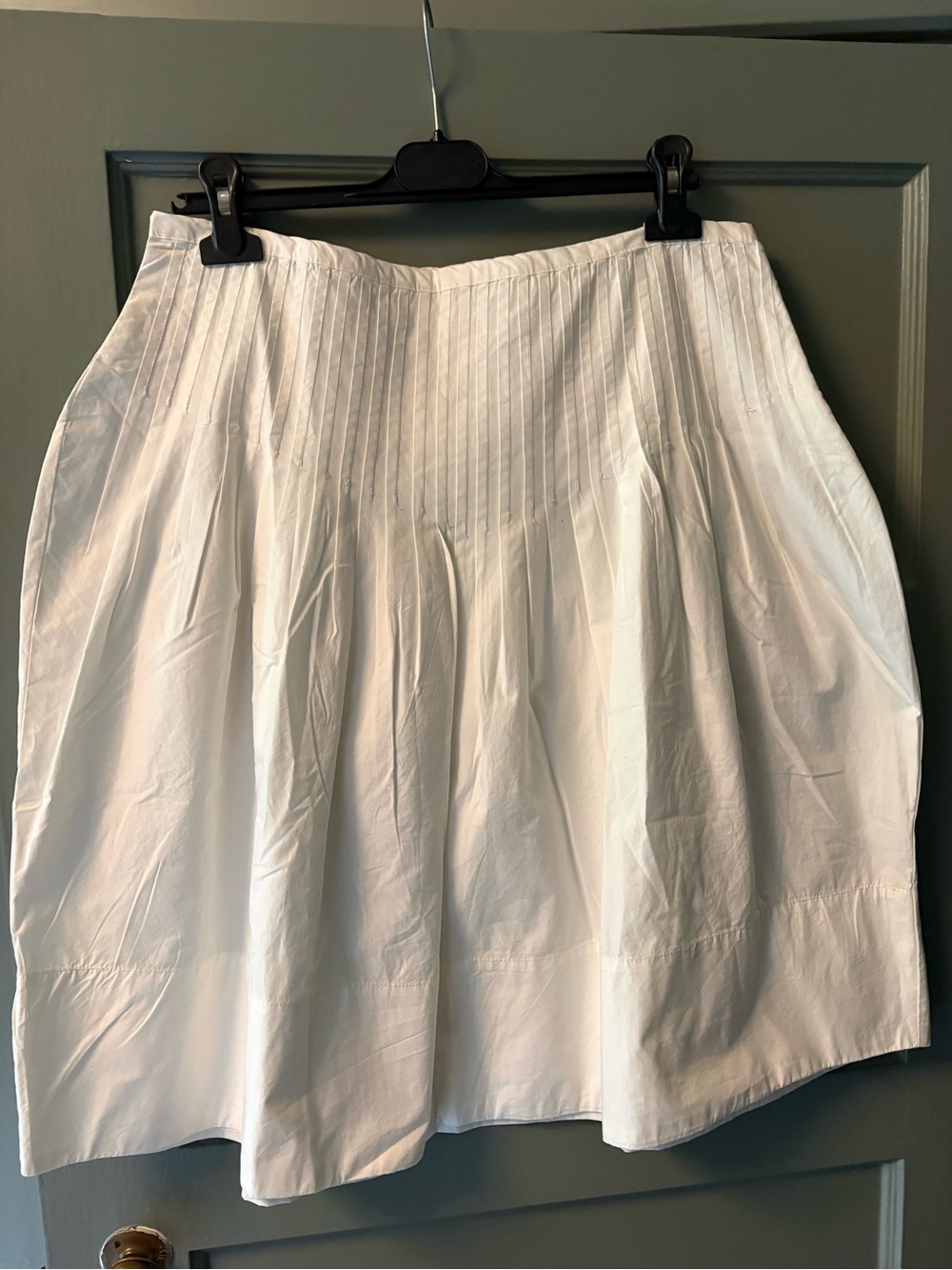 Free People White A-Line Pleated Cotton Skirt